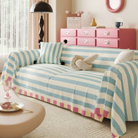 Bold Candy Striped Colorful Multi-Purpose Couch Cover Soft Stylish Breathable Sofa Protection for a Cozy Hassle-free Home