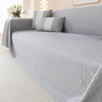 Cooling Geometric Quilted Modern Multi-Color Pattern Soft Pet-Friendly Durable Sofa Cover – Minimalist Textured Hassle-Free Throw Couch Protector