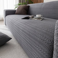 JacquardPlush Stretch Full-Encasing Sofa Slipcover