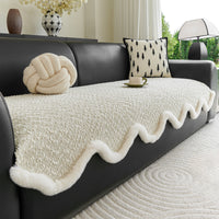 Wavy Plush-Edge Chenille Nonslip Sofa/Couch Cover