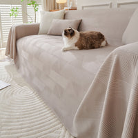 Cooling Geometric Modern Multi-Color Checkered Soft Pet-Friendly Durable Sofa Cover – Minimalist Plush Hassle-Free Throw Couch Protector