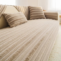Plush Faux Rabbit Fur Non-Slip Sofa Cover