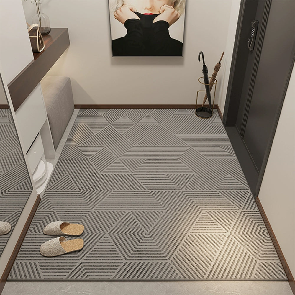 Easy Clean Rug Geo Lines Easy-Clean Non-Slip Polyester Doormat