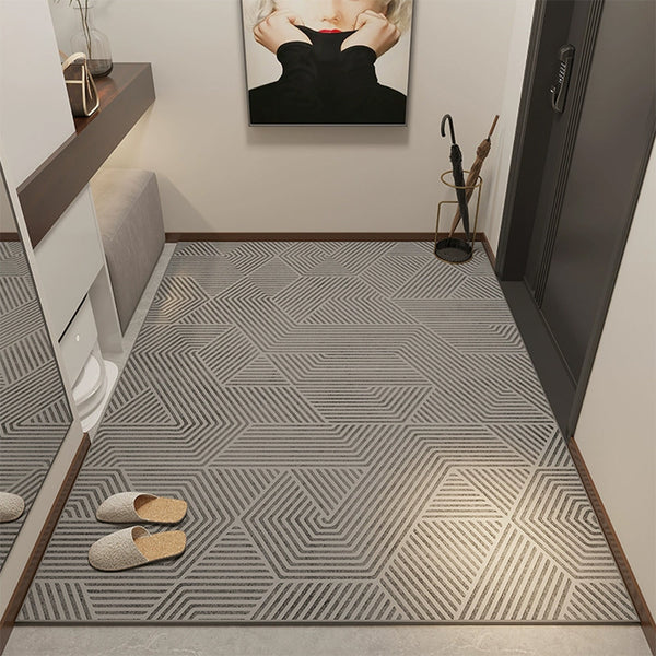 Easy Clean Rug Geo Lines Easy-Clean Non-Slip Polyester Doormat