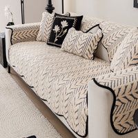 Retro Herringbone Plush Non-Slip Sofa Cover