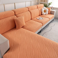 WaveLuxe Ripple Stretch Sofa Cover – Anti-Scratch, Full-Cover Pet Protector