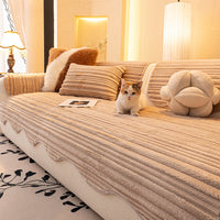 Creamy Ribbed Plush Nonslip Sofa/Couch Cover