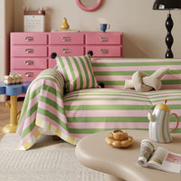 Bold Candy Striped Colorful Multi-Purpose Couch Cover Soft Stylish Breathable Sofa Protection for a Cozy Hassle-free Home