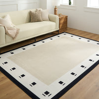 Easy Clean Washable Rug Modern Chic Geometric Glyph Border Design Durable Spillproof Pet-Friendly Non-Slip Pad Living Room Area Rug