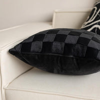 Black Velvet Woven Square Pillow Cover