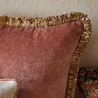 Blush Velvet Fringe Pillow Cover