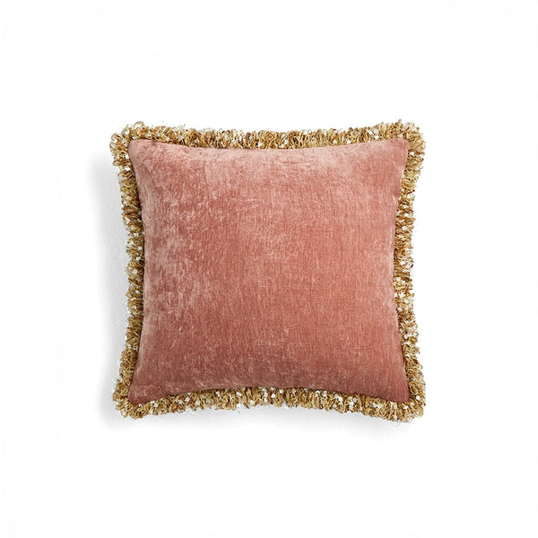 Blush Velvet Fringe Pillow Cover