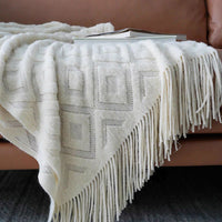 Boho Diamond Fringed Throw Blanket