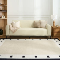 Easy Clean Washable Rug Modern Chic Geometric Glyph Border Design Durable Spillproof Pet-Friendly Non-Slip Pad Living Room Area Rug