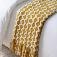 Chevron Patterned Fringe Throw Blanket