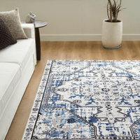 Easy Clean Rug Moroccan Boho Style Plush Pet Friendly Living Room Rug