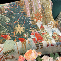 Christmas Eve Tapestry Throw Blanket Cozy Blanket with Vibrant Holiday Scene & Woven Detail