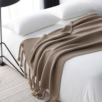 Cozy Chunky Knitted Tassel Throw Blanket