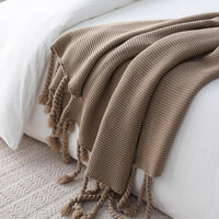 Cozy Chunky Knitted Tassel Throw Blanket