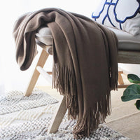 Earth-Toned Fringe Throw Blanket