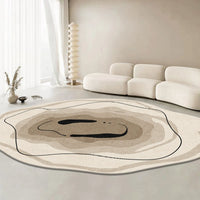 Easy Clean Rug Chic Dune Whisper Accent Spillproof Pet-Friendly Modern Living Room Round Rug