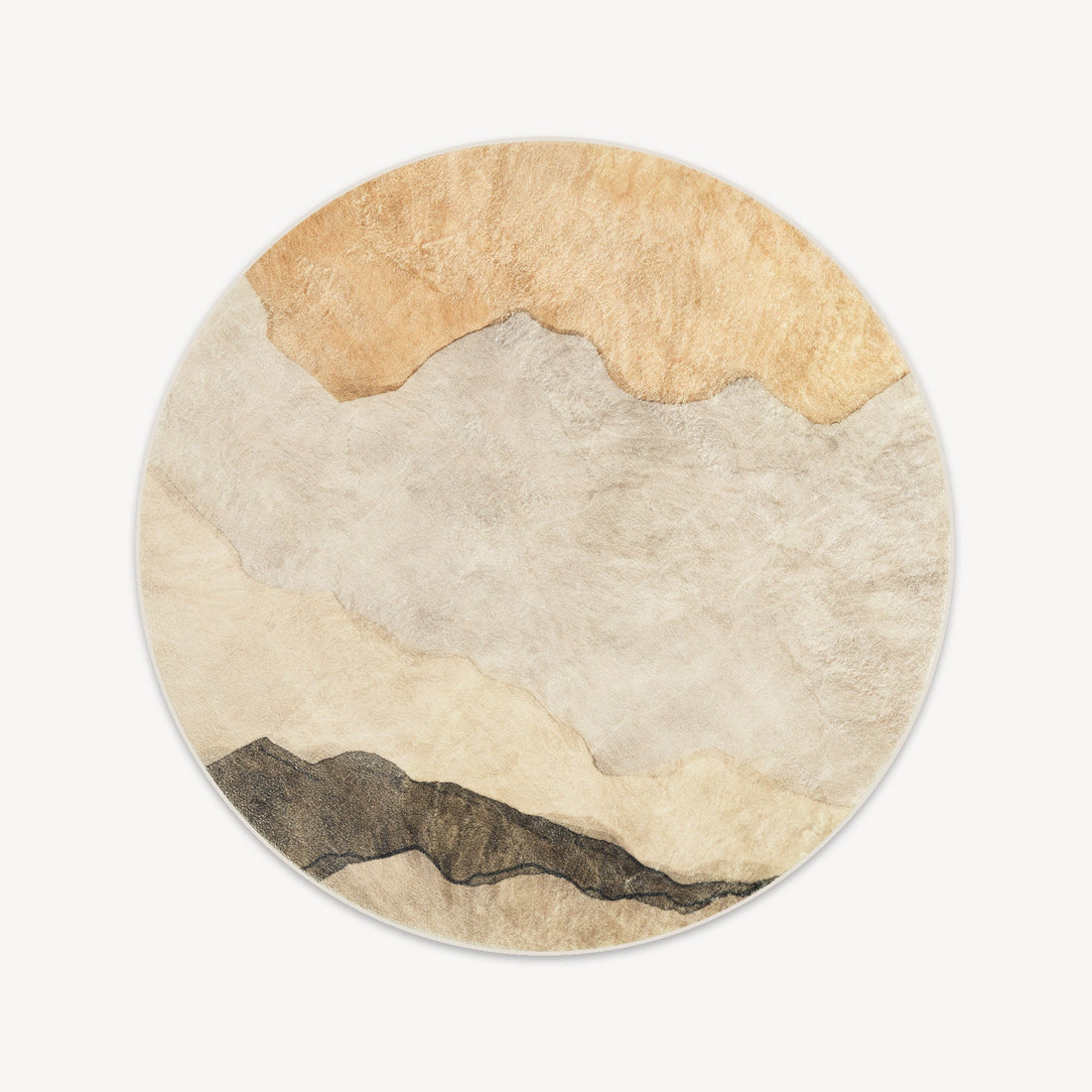 Easy Clean Rug Earthy Tones Abstract Round Spillproof Pet Friendly Modern Living Room Round Rug
