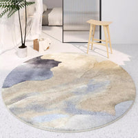Easy Clean Rug Serene Abstract Round Spillproof Pet Friendly Modern Living Room Round Rug