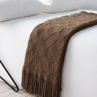 Elegant Textured Fringe Throw Blanket