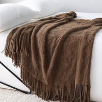 Elegant Textured Fringe Throw Blanket