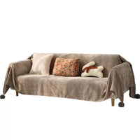Festive Luxurious Soft Sofa Cover with Pompom Ball Decorations for Holiday Cheer