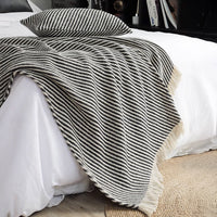 Fringe Modern Diagonal Striped Knit Throw Blanket