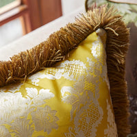 Golden Baroque Fringe Throw Pillow Cover
