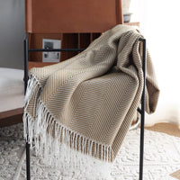 Herringbone Fringed Throw Blanket