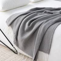Herringbone Fringed Throw Blanket