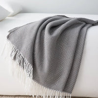 Herringbone Fringed Throw Blanket