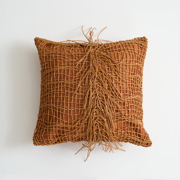 Leather Tassel Cushion Cover