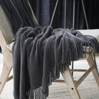 Luxurious Chenille Textured Fringe Throw Blanket