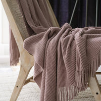 Luxurious Chenille Textured Fringe Throw Blanket