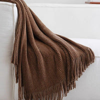 Luxurious Chenille Textured Fringe Throw Blanket