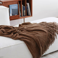 Luxurious Chenille Textured Fringe Throw Blanket
