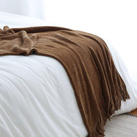 Luxurious Chenille Textured Fringe Throw Blanket