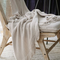 Luxurious Chenille Textured Fringe Throw Blanket