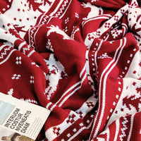 Nordic Reindeer Knit Throw Blanket Festive Snowflake and Reindeer Design for Cozy Holiday Decor