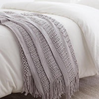 Open Weave Knitted Throw Blanket