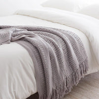Open Weave Knitted Throw Blanket