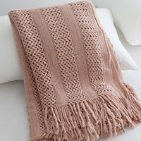 Open Weave Knitted Throw Blanket