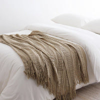 Open Weave Knitted Throw Blanket