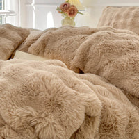 Puffy Comfort Thickened Faux Rabbit Fur Bed Sheet Set