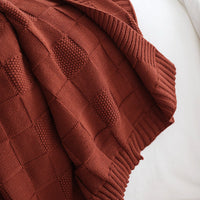 Textured Grid Knit Throw Blanket