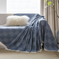 Textured Indigo Patchwork Sofa Cover